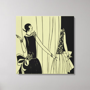 Roaring Twenties Art Deco Wrapped Canvas - sepia Print