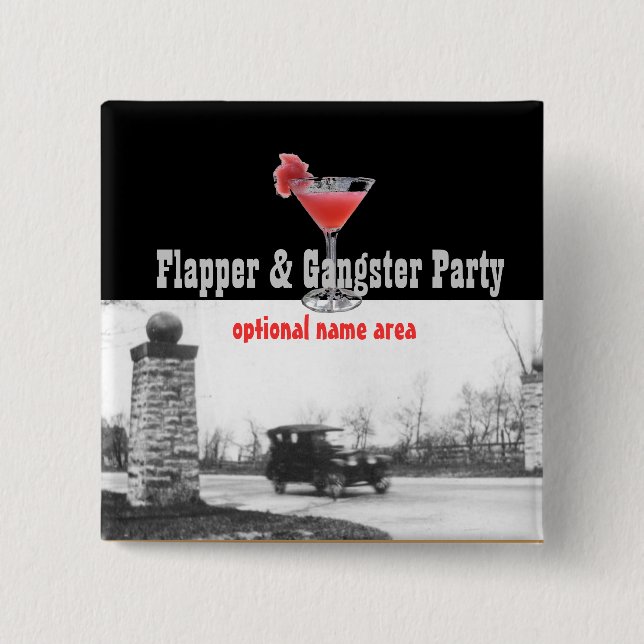 Roaring Twenties Flapper and Gangster Pinback Button (Front)