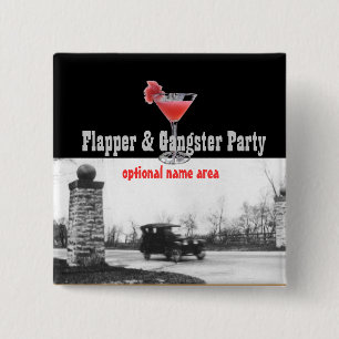 Roaring Twenties Flapper and Gangster Pinback Button