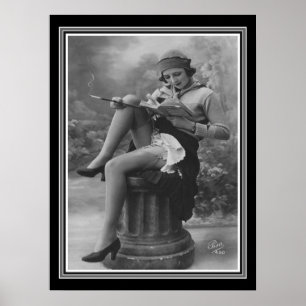 Roaring Twenties Flapper B&W Poster