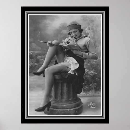 Roaring Twenties Flapper BW Poster