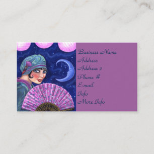 Roaring Twenties Flapper Girl Fan Moon Stars Business Card