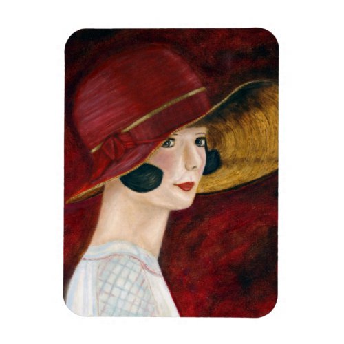 Roaring Twenties Flapper Girl in Red Hat 1920s Magnet