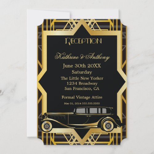 Roaring Twenties Gatsby Style Reception Invitation
