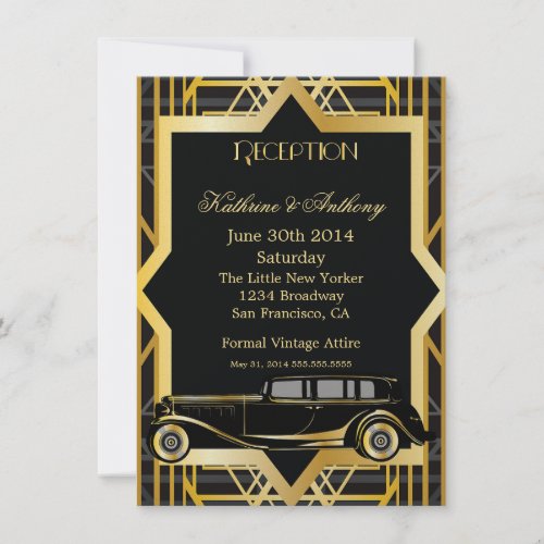 Roaring Twenties Gatsby Style Reception Custom Announcement