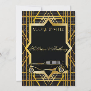 Roaring Twenties Gatsby Style Wedding Invitation