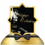Roaring Twenties Gatsby Style Wedding Sculpture<br><div class="desc">Classic and Sophisitcated,  Black and Gold in Art Deco Style of the roaring 20's,  Roaring Twenties Gatsby Style Vintage and Elegant,  with a 1920's "Great Gatsby" theme in black and gold tones. A black background highlights the intricate geometric Art Deco style design and lettering created in a gradient gold.</div>