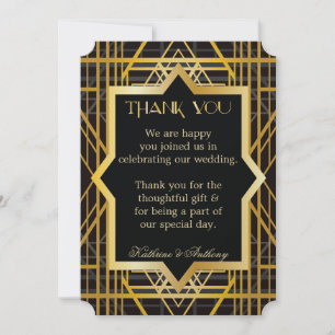 Roaring Twenties Gatsby Style Wedding Thank You Invitation