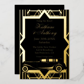 Roaring Twenties Limo Gatsby Style  Foil Invitatio Foil Invitation by Wedding_Trends at Zazzle