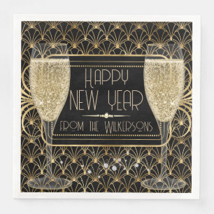 Roaring Twenties New Year's Eve Champagne Paper Dinner Napkins
