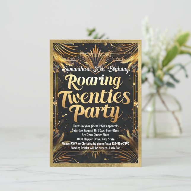 Roaring Twenties Party 1920's Theme Social Invitation (Standing Front)