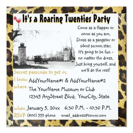 Roaring Twenties Party Flapper Leopard Card