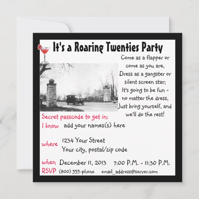 Roaring Twenties  Party Invitation (Front)