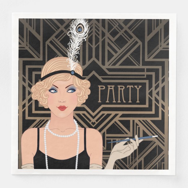 Roaring Twenties Party Paper Dinner Napkins (Front)