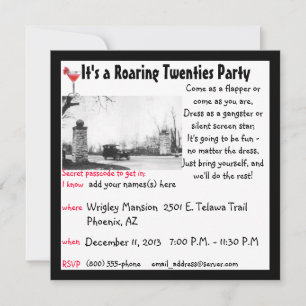 Roaring Twenties Prohibition Theme Party Invitation