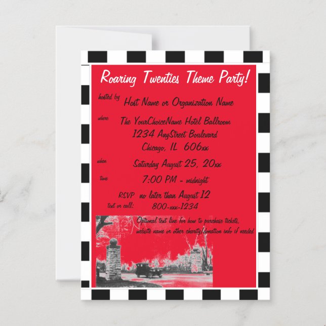 Roaring Twenties Theme Magnetic Invitation (Front)