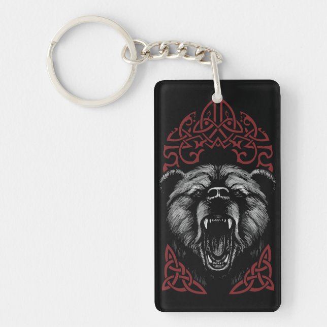 Roaring Viking Bear Keychain (Front)