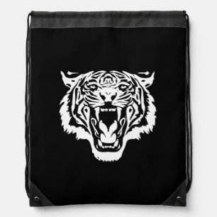 Roaring White Tiger Drawstring Bag