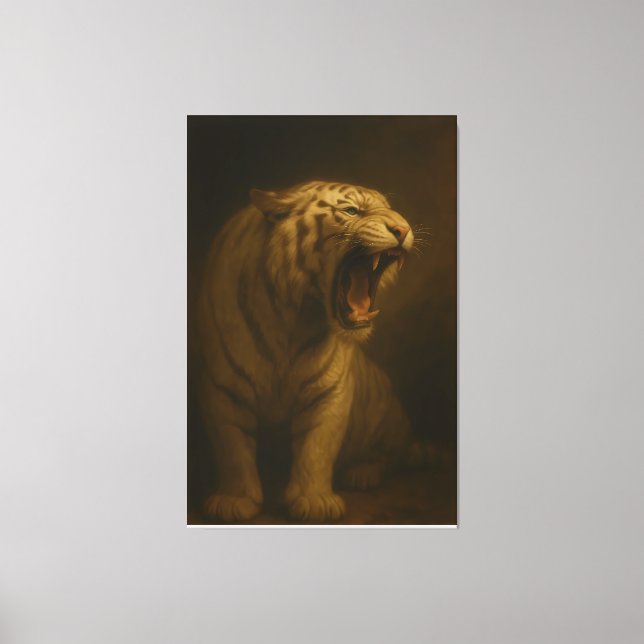 Roaring White Tiger – Fine Art Premium Canvas Prin Print (Front)