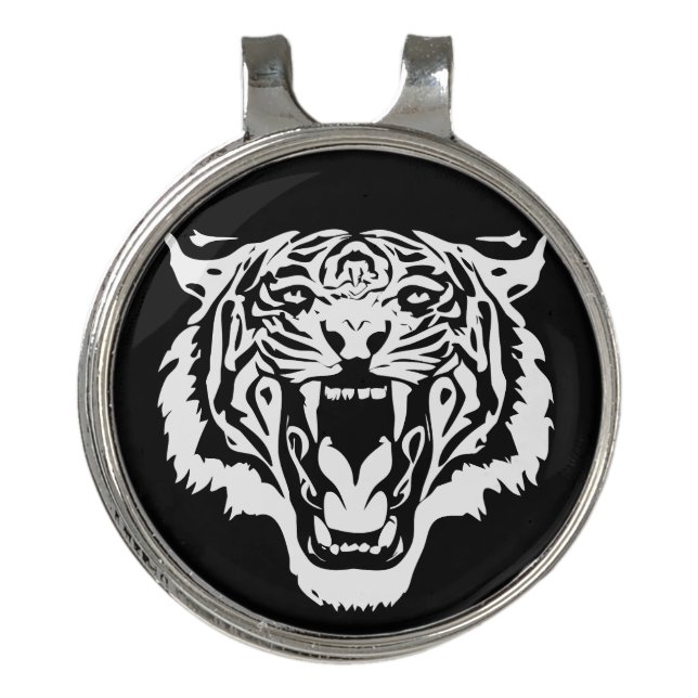 Roaring White Tiger Golf Hat Clip (Front)
