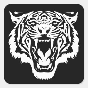 Roaring White Tiger Square Sticker
