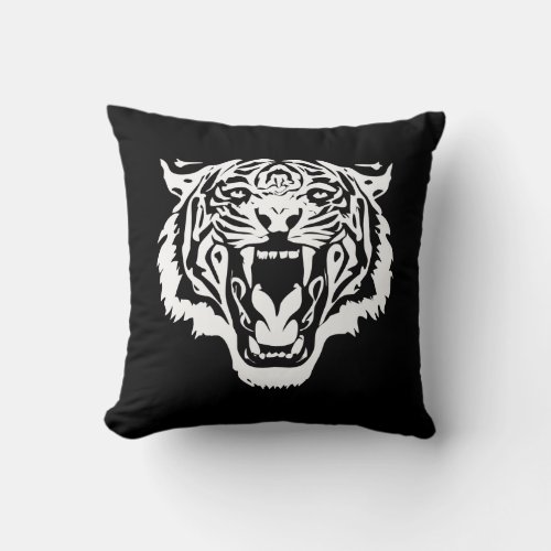 Roaring White Tiger Throw Pillow