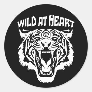 Roaring White Tiger Wild At Heart Classic Round Sticker