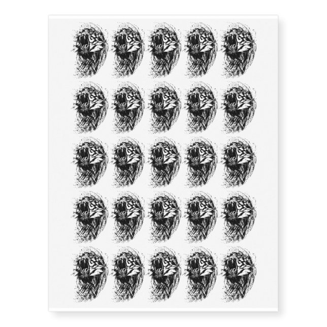 Roaring Wild Cat Tiger Animal Design Temporary Tattoos (Front)