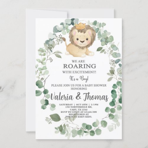 Roaring with excitement Lion baby shower invite Invitation