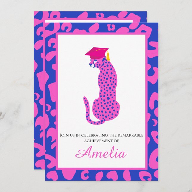 Roaring with Pride! Graduation Pink Invitation (Front/Back)