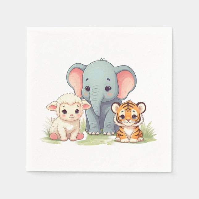 Roaring Zoo Birthday Napkins (Front)