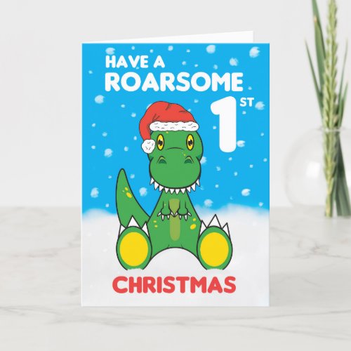 Roarsome 1st Christmas Dinosaur Holiday Card