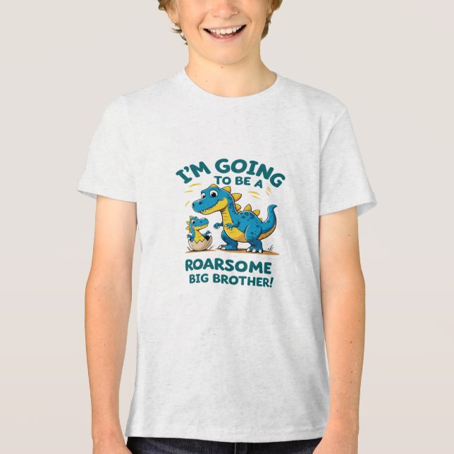 Roarsome Big Brother T-Shirt – Fun Pregnancy Annou Tri-Blend Shirt (Front)