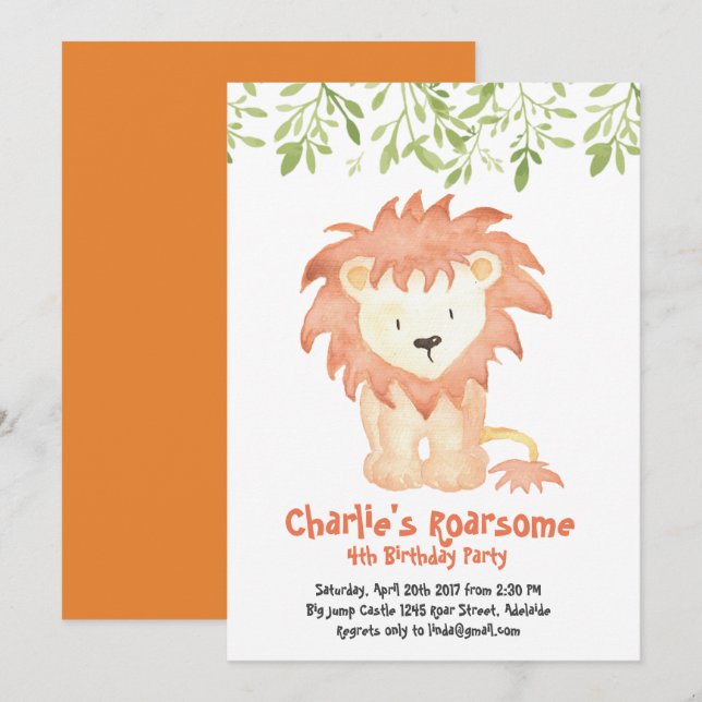 Roarsome Birthday Invitation (Front/Back)