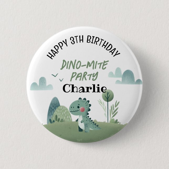 Roarsome Dino Birthday  Button (Front)