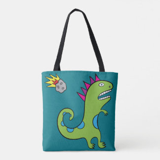 Roary the T-Rex - All-Over-Print Tote Turquoise Bag