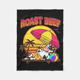 Roast Beef Beach Cow Funny Farm Animal Christian Fleece Blanket