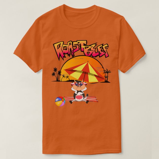 Roast Beef cow beach T T-Shirt (Design Front)