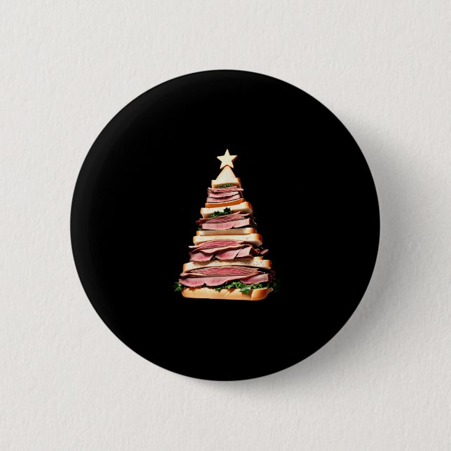 Roast Beef Sandwich Christmas Tree  Button (Front)