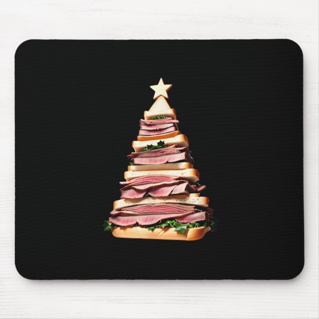 Roast Beef Sandwich Christmas Tree  Mouse Pad (Front)