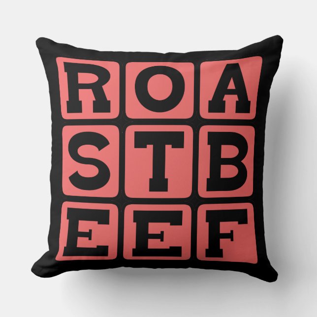 Roast Beef, Sandwich Meat Throw Pillow (Front)