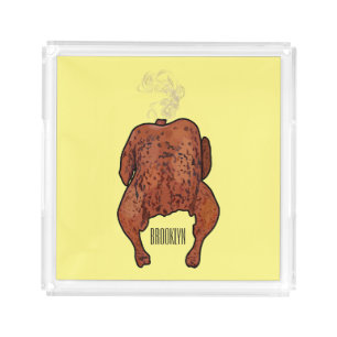 Roast chicken cartoon illustration acrylic tray