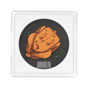 Roast chicken cartoon illustration acrylic tray
