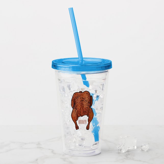 Roast chicken cartoon illustration  acrylic tumbler (Front Ice)