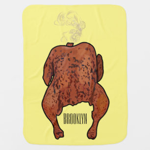 Roast chicken cartoon illustration baby blanket