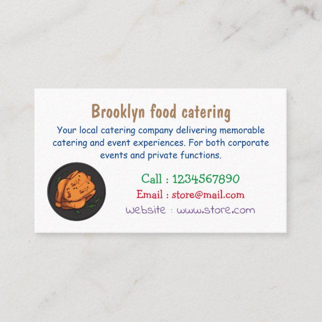 Roast chicken cartoon illustration business card (Front)