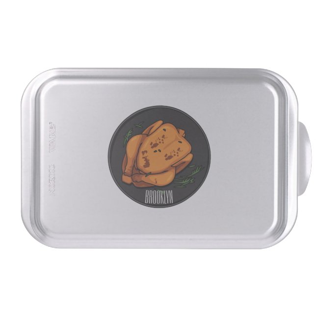 Roast chicken cartoon illustration cake pan (Front)