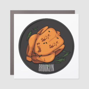 Roast chicken cartoon illustration car magnet