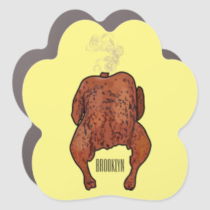 Roast chicken cartoon illustration car magnet
