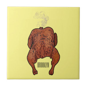 Roast chicken cartoon illustration ceramic tile